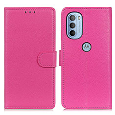 Leather Case Stands Flip Cover Holder A03D for Motorola Moto G31 Hot Pink