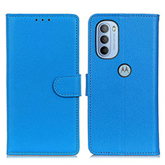 Leather Case Stands Flip Cover Holder A03D for Motorola Moto G31 Sky Blue