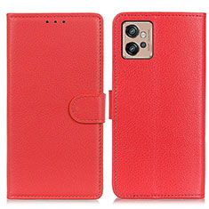 Leather Case Stands Flip Cover Holder A03D for Motorola Moto G32 Red