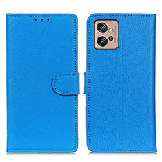 Leather Case Stands Flip Cover Holder A03D for Motorola Moto G32 Sky Blue