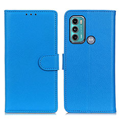 Leather Case Stands Flip Cover Holder A03D for Motorola Moto G40 Fusion Sky Blue