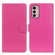 Leather Case Stands Flip Cover Holder A03D for Motorola Moto G42 Hot Pink