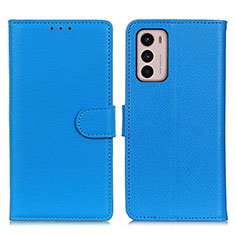 Leather Case Stands Flip Cover Holder A03D for Motorola Moto G42 Sky Blue