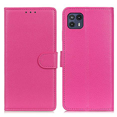 Leather Case Stands Flip Cover Holder A03D for Motorola Moto G50 5G Hot Pink