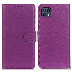 Leather Case Stands Flip Cover Holder A03D for Motorola Moto G50 5G Purple