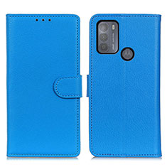 Leather Case Stands Flip Cover Holder A03D for Motorola Moto G50 Sky Blue