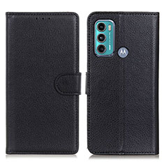 Leather Case Stands Flip Cover Holder A03D for Motorola Moto G60 Black