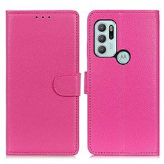 Leather Case Stands Flip Cover Holder A03D for Motorola Moto G60s Hot Pink
