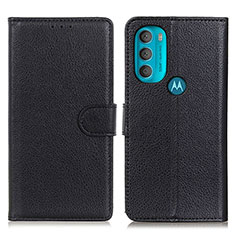Leather Case Stands Flip Cover Holder A03D for Motorola Moto G71 5G Black