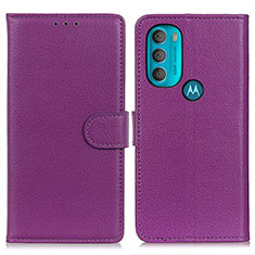 Leather Case Stands Flip Cover Holder A03D for Motorola Moto G71 5G Purple