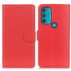 Leather Case Stands Flip Cover Holder A03D for Motorola Moto G71 5G Red