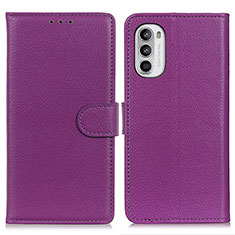 Leather Case Stands Flip Cover Holder A03D for Motorola Moto G71s 5G Purple