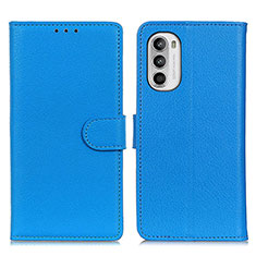 Leather Case Stands Flip Cover Holder A03D for Motorola Moto G71s 5G Sky Blue