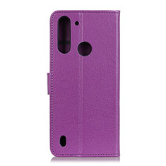 Leather Case Stands Flip Cover Holder A03D for Motorola Moto One Fusion Purple
