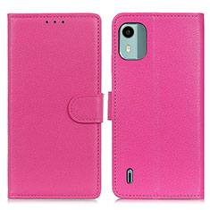 Leather Case Stands Flip Cover Holder A03D for Nokia C12 Hot Pink