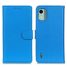 Leather Case Stands Flip Cover Holder A03D for Nokia C12 Sky Blue