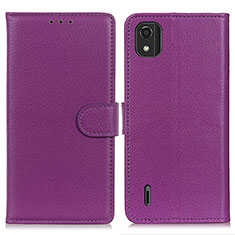 Leather Case Stands Flip Cover Holder A03D for Nokia C2 2nd Edition Purple