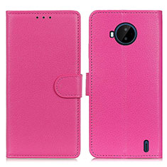 Leather Case Stands Flip Cover Holder A03D for Nokia C20 Plus Hot Pink