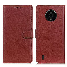 Leather Case Stands Flip Cover Holder A03D for Nokia C200 Brown