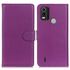 Leather Case Stands Flip Cover Holder A03D for Nokia C21 Plus Purple