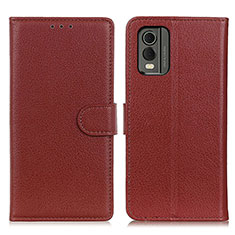 Leather Case Stands Flip Cover Holder A03D for Nokia C210 Brown