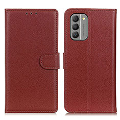 Leather Case Stands Flip Cover Holder A03D for Nokia G400 5G Brown