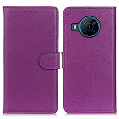 Leather Case Stands Flip Cover Holder A03D for Nokia X100 5G Purple
