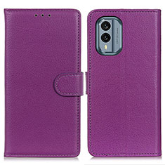 Leather Case Stands Flip Cover Holder A03D for Nokia X30 5G Purple