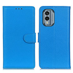 Leather Case Stands Flip Cover Holder A03D for Nokia X30 5G Sky Blue
