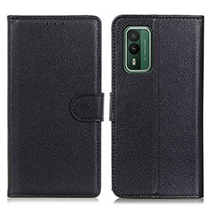 Leather Case Stands Flip Cover Holder A03D for Nokia XR21 Black