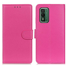 Leather Case Stands Flip Cover Holder A03D for Nokia XR21 Hot Pink