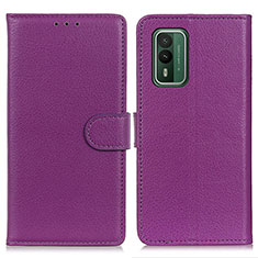 Leather Case Stands Flip Cover Holder A03D for Nokia XR21 Purple