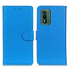 Leather Case Stands Flip Cover Holder A03D for Nokia XR21 Sky Blue