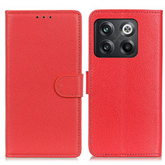 Leather Case Stands Flip Cover Holder A03D for OnePlus 10T 5G Red