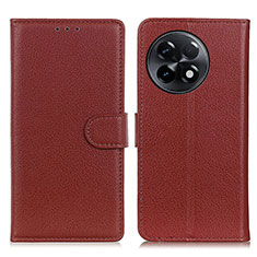 Leather Case Stands Flip Cover Holder A03D for OnePlus Ace 2 5G Brown