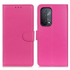 Leather Case Stands Flip Cover Holder A03D for OnePlus Nord N200 5G Hot Pink