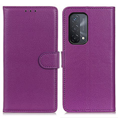 Leather Case Stands Flip Cover Holder A03D for OnePlus Nord N200 5G Purple