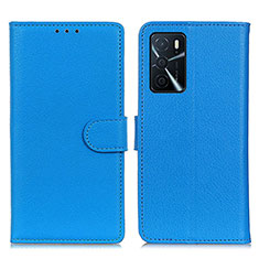 Leather Case Stands Flip Cover Holder A03D for Oppo A16 Sky Blue