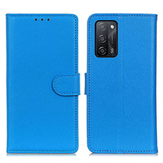 Leather Case Stands Flip Cover Holder A03D for Oppo A53s 5G Sky Blue