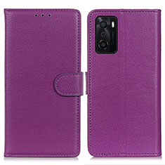 Leather Case Stands Flip Cover Holder A03D for Oppo A55S 5G Purple
