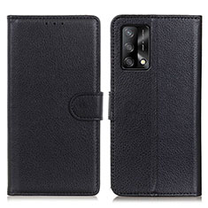 Leather Case Stands Flip Cover Holder A03D for Oppo A74 4G Black