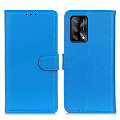 Leather Case Stands Flip Cover Holder A03D for Oppo A74 4G Sky Blue