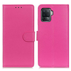 Leather Case Stands Flip Cover Holder A03D for Oppo A94 4G Hot Pink