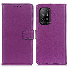 Leather Case Stands Flip Cover Holder A03D for Oppo A94 5G Purple