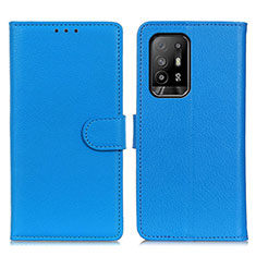Leather Case Stands Flip Cover Holder A03D for Oppo A94 5G Sky Blue