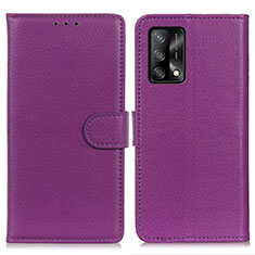 Leather Case Stands Flip Cover Holder A03D for Oppo A95 4G Purple