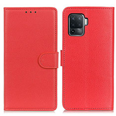 Leather Case Stands Flip Cover Holder A03D for Oppo F19 Pro Red