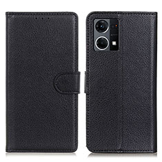 Leather Case Stands Flip Cover Holder A03D for Oppo F21s Pro 4G Black