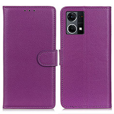 Leather Case Stands Flip Cover Holder A03D for Oppo F21s Pro 4G Purple