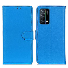 Leather Case Stands Flip Cover Holder A03D for Oppo K9 5G Sky Blue